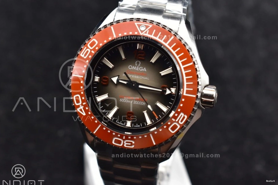 Gray 1:1 SS Seamaster SS A2824 Deep Bracelet Ultra Dial 6000M Edition on Orange Bezel Ceramic TF Best 1111